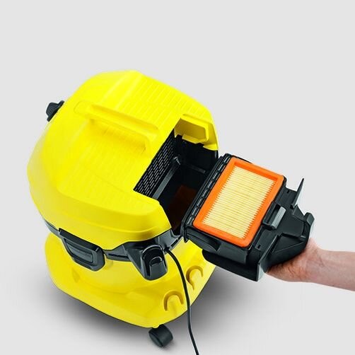 Хозяйственный пылесос WD 4: Уникальная запатентованная технология съемного фильтра Хозяйственный пылесос WD 4: Уникальная запатентованная технология съемного фильтра