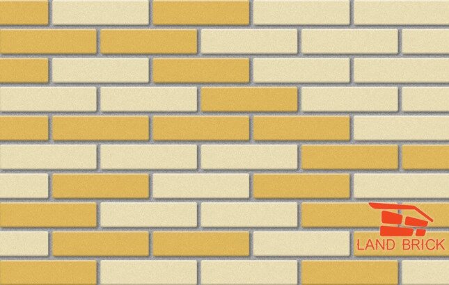 Облицовочный кирпич LAND BRICK баварская кладка гладкий желтый и белый ##от компании## KIRPICHEFF - ##фото## 1