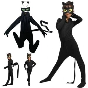 Miraculum Black Cat Toys костюм розмірів 110-122 дитячий комбінезон чорний кіт маска чорного кіта 110-122
