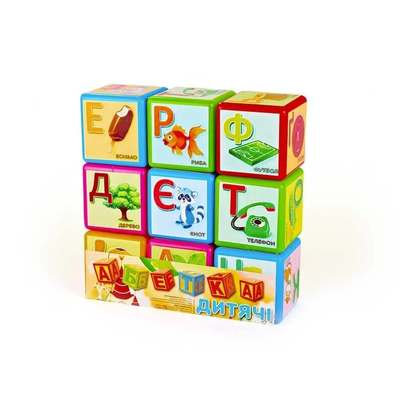 Гр Кубики "Абетка" 9 шт укр. велика (21) 14043 "M Toys" від компанії Aba-Opt - фото 1