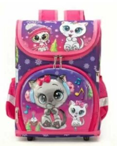 Рюкзак шкільний каркасний С 43558 (36) 3D принт, 1 відділення, 3 кармани, ортопедична спинка, в пакеті