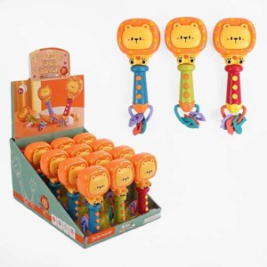 Брязкальце M 609 (12) ЦІНА ЗА 12 ШТУК В БЛОЦІ, “Лев”, мелодії, англійські слова, звуки тварин, музичні інструменти,