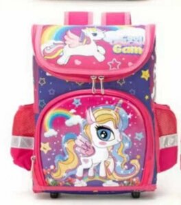 Рюкзак шкільний каркасний С 43559 (36) 3D принт, 1 відділення, 3 кармани, ортопедична спинка, в пакеті