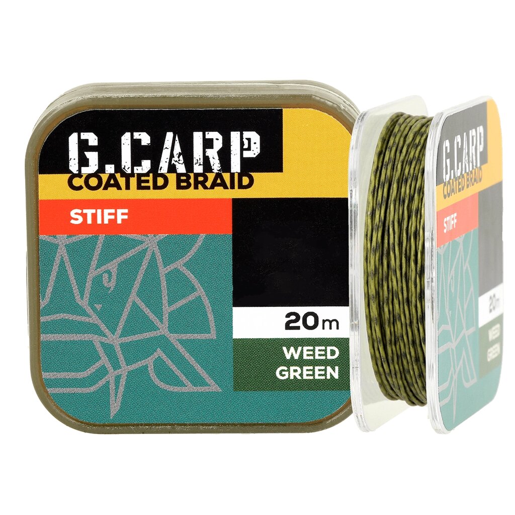 Повідковий матеріал GC G. Carp Coated Braid Stiff 20м 35lb Weed Green NEW 2023 від компанії Aba-Opt - фото 1