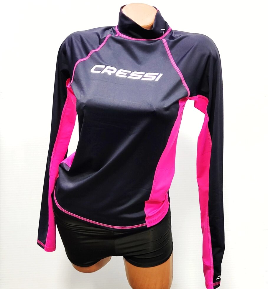 Футболка реглан CRESSI RASH GUARD жіноча чорно-рожева довгий рукав від компанії Магазин Calipso dive shop - фото 1