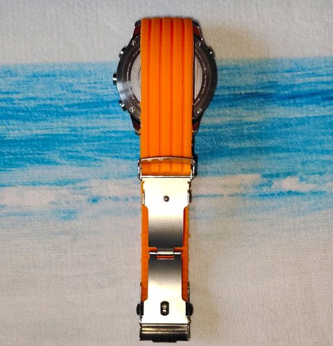 Ремінець силіконовий з металевою пряжкою для годинників NORTH EDGE та інші 22 мм помаранчевий