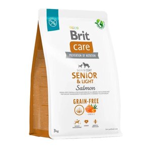 Brit care Dog Grain-free Senior & Light Сухий беззерновий корм з лососем для старіючих собак 3кг