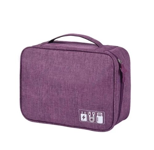 Сумка-органайзер для зберігання зарядних пристроїв та кабелів Travel digital bag Фіолетовий колір
