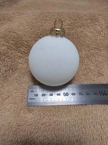 Іграшка новорічна куля - Біла, 6,5см - матеріал Скло