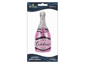 Кулька фольгована рожева пляшка шампанського 104см 835605 ТМ PELICAN