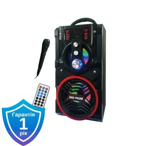 Портативна Bluetooth колонка Bass Polska 5941 з мікрофоном для караоке та пультом ДУ