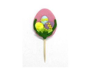 Прикраса пасхальна Великоднє яйце на паличці рожева ТМ УКРАСА