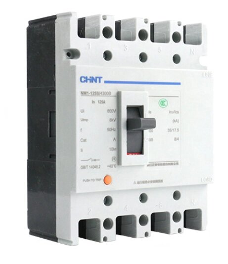 Автоматичний вимикач змінного струму CHINT NM1-125S/4300-125А 4P, 380 В. 125A. 8КА/400В; 10КА/800В. 155*120*68mm від компанії Price Killer - фото 1