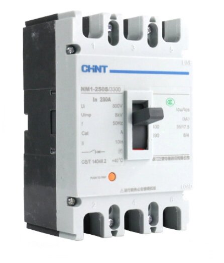 Автоматичний вимикач змінного струму CHINT NM1-250S/3300-200А 3P, 380 В. 200A. 8КА/400В; 10КА/800В. 165*105*87mm від компанії Price Killer - фото 1