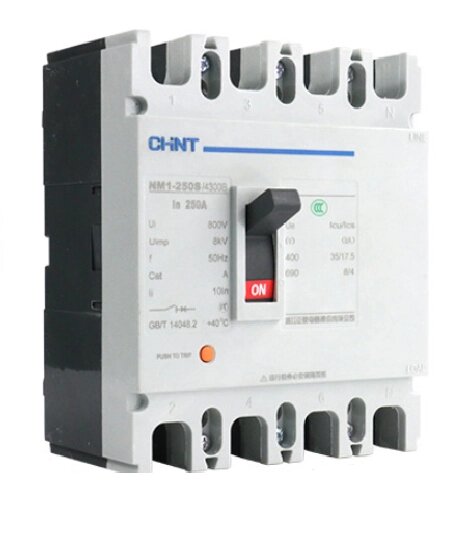 Автоматичний вимикач змінного струму CHINT NM1-250S/4300-250А 4P, 380 В. 250A. 8КА/400В; 10КА/800В. 165*140*87mm від компанії Price Killer - фото 1