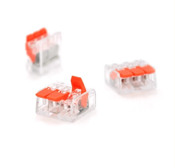 Клема з натискними затискачами 3-провідна WAGO K221-413 для розподільчих коробок, 3-pin, прозоро-жовтогаряча, від компанії Price Killer - фото 1