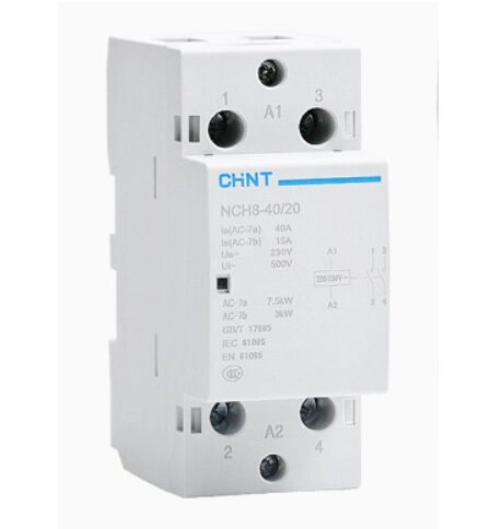 Контактор CHINT NCH8-40/20 220В,40А, 7.5kW, 2NO, на DIN-рейку, 85*65,5*36мм від компанії Price Killer - фото 1