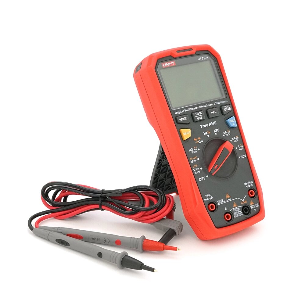 Мультиметр UNI-T UT61E+ Вимірювання: V, A, R, Hz, C, NCV, True RMS, AC+DC, скважність, прозвонка, тест транзисторів, від компанії Price Killer - фото 1
