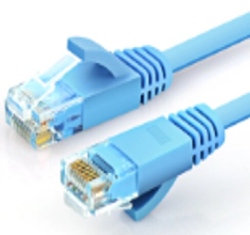 Патч-корд литий плоский WEEPDA, UTP, RJ45, Cat. 6, 1m, синій від компанії Price Killer - фото 1