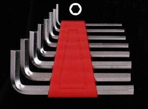 Набір шестигранних L-подібних ключів 8шт (1.5/2/2.5/3/4/5/5.5/6мм), 75г, червоний