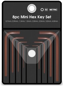 Набір шестигранних L-подібних ключів S2. 8шт (0.7/0.9/1.3/1.5/2/2.5/3/4мм), 17г, BOX