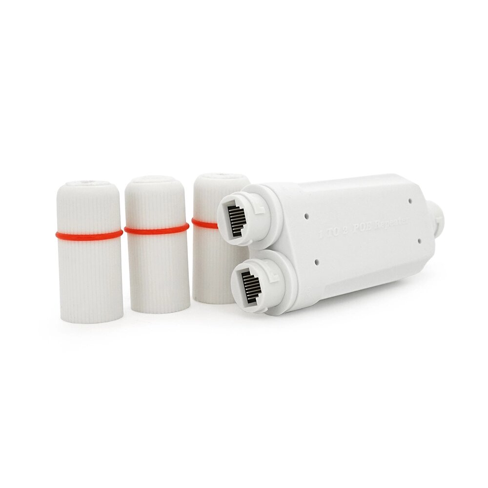 POE подовжувач-розгалужувач RITAR 1/2 IP67 ( 1 Вх -2 Вих, 100Mpbs POE ) 44-57V- 24W, водонепроникний, White від компанії Price Killer - фото 1