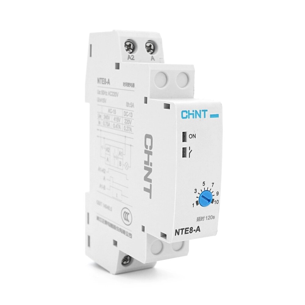 Реле часу CHINT NTE8A120S, на DIN-рейку, затримка вимкнення-12с-120с, Ue/le: AC-15 240В/0,75А, -5°С~+40°С, від компанії Price Killer - фото 1