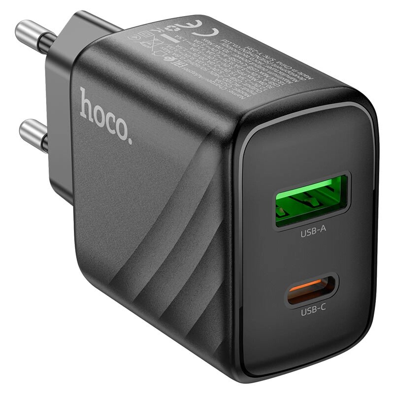 СЗУ 110-240V HOCO CS23A USB-C+USB, 30W, Black, Box від компанії Price Killer - фото 1