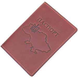 Обкладинка на паспорт в вінтажній шкірі Карта GRANDE PELLE 16772 Світло-коричнева