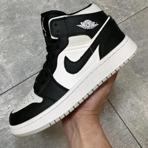Кросівки Nike AIR Jordan Білі Чоловічі Чорні Джордани Високі Найк (розміри: 41,42,43,44,45)