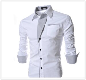 Стильна чоловіча сорочка приталена (біла) код 2 XXL