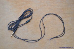 Кабель для ремонту навушників, чорний, 3 полюса