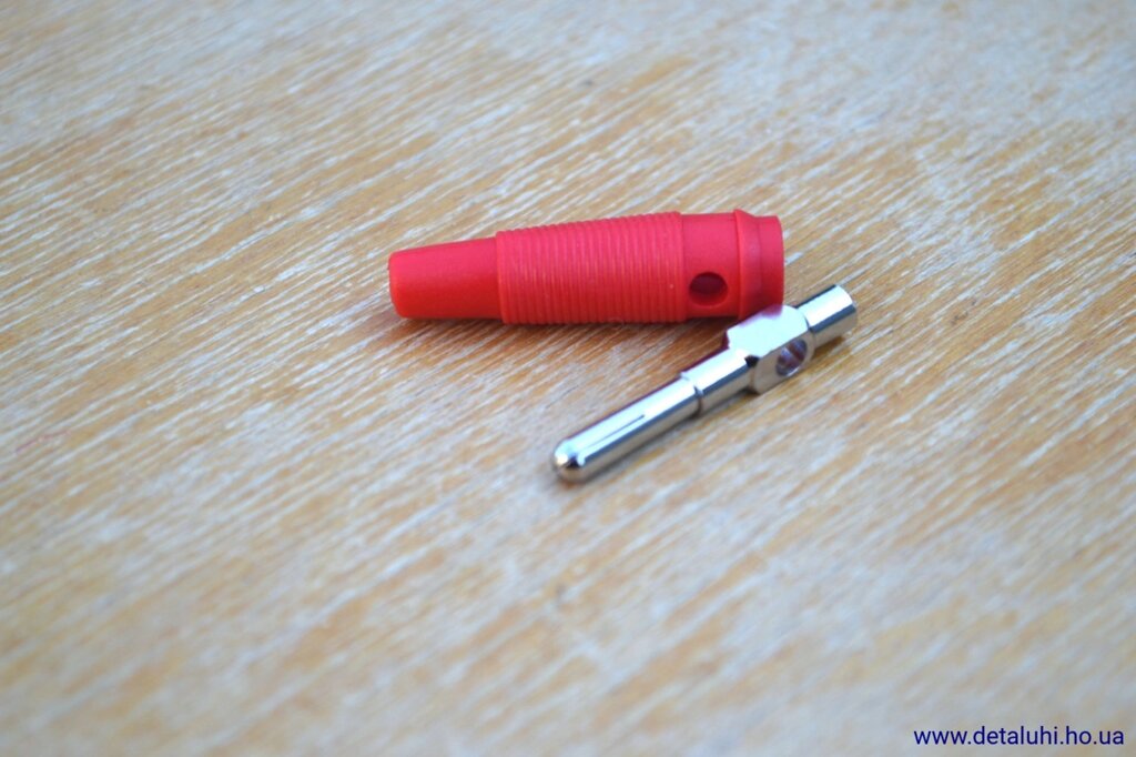Роз'єм банан для щупів і кабелів БП - червоний від компанії Detaluhi - фото 1