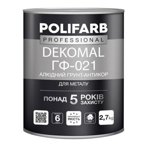 Антикорозійна грунтовка для металу DekoMal ГФ-021, 0,9 кг (червоно-коричневий)