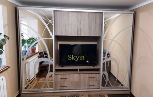 Стінка купе Кіноман із дзеркалами з піскоструйним малюнком