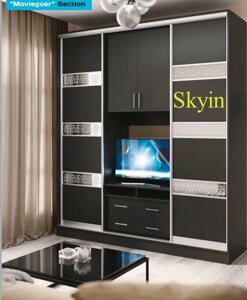 Стінка для вітальні з секцією для телевізора, розсувні двері комб. 6/2