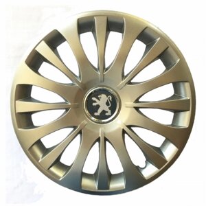 Ковпаки R15 Peugeot срібло - (SJS 329) - комплект ( 4 шт. )