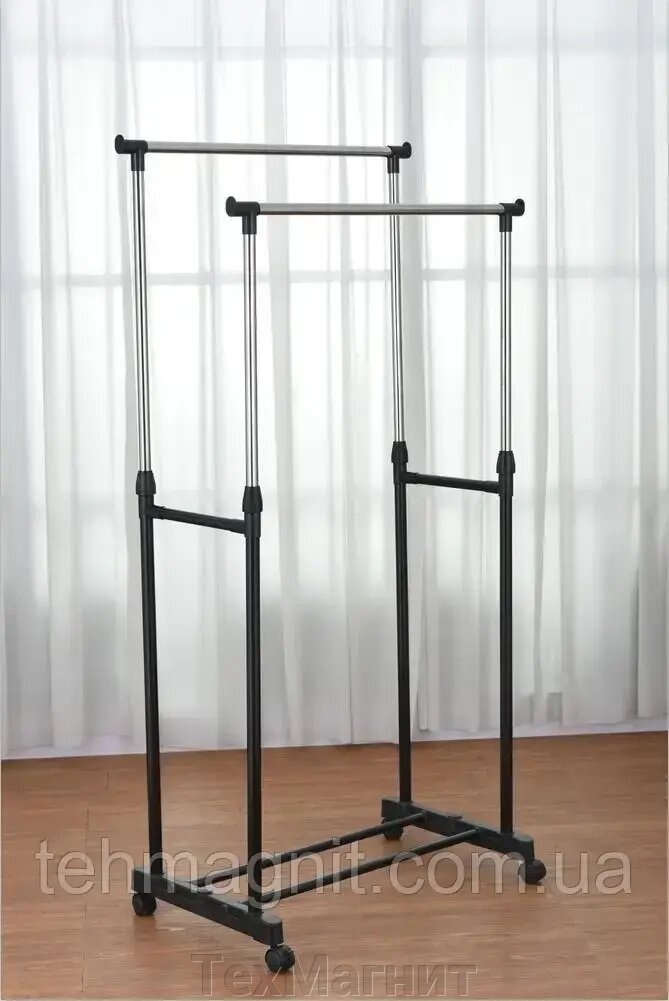 Стійка вішалка телескопічна Double pole подвійна для одягу і взуття від компанії ТехМагніт - фото 1