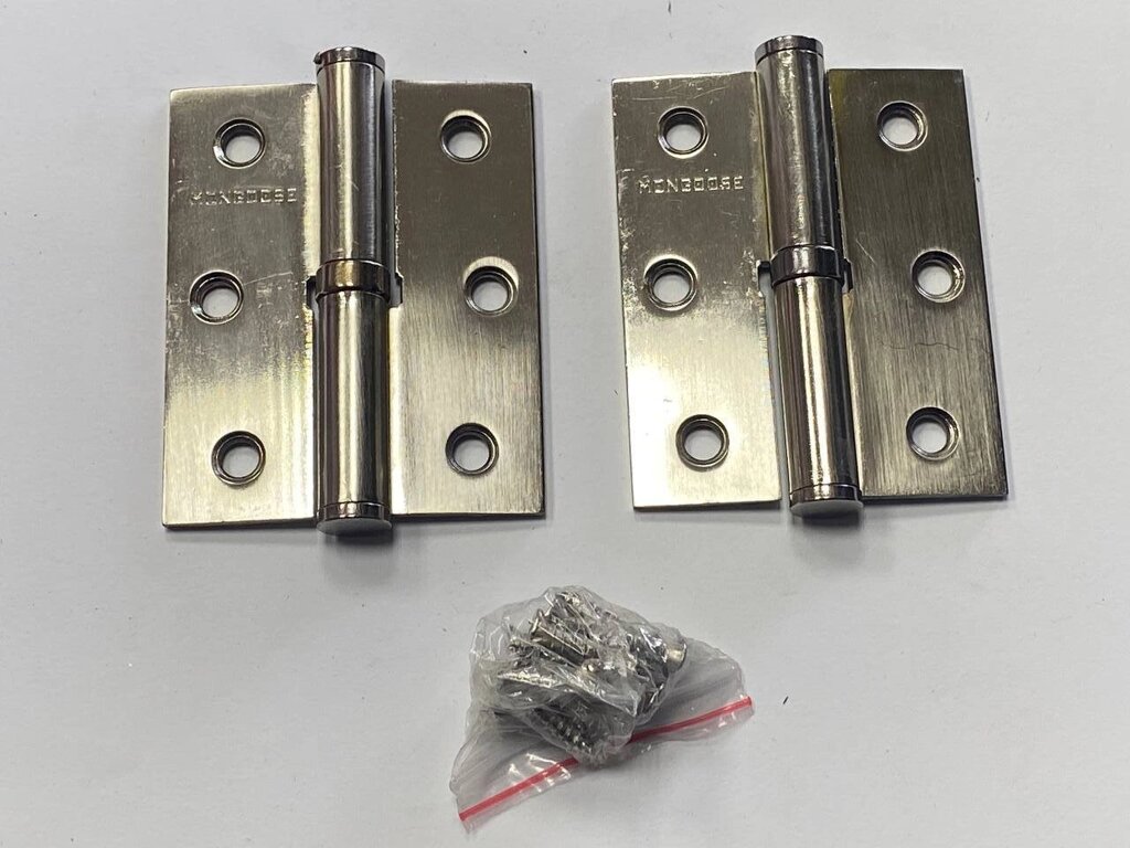 Петлі дверні маленькі Mongoose 75*62,5 CP праві (колір хром) від компанії Світ замків Харків - фото 1