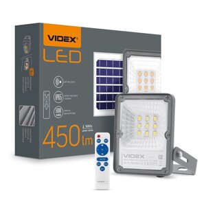 Прожектор Led 10W 5000K на сонячній батареї c датчиком руху VIDEX автономний сірий VL-FSO-205-S