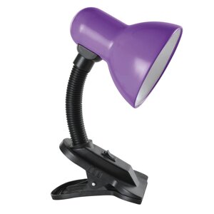 Настільна лампа-прищіпка з гнучкою ніжкою та металевим плафоном на 1 лампу Е27 фіолетова Sirius TY 1108B (фіолетова)