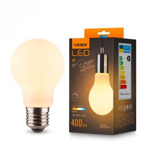 Світлодіодна лампа LED груша 4W E27 А60 А60 3000K димована Porcelain dimmable VIDEX Filament VL-DA60MO