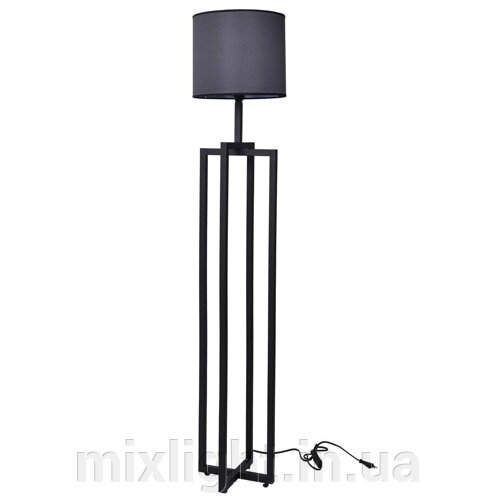 Торшер підлоговий з абажуром з текстилю на металевому каркасі в чорному кольорі під лампу Е27 Sirius PR 1047/1