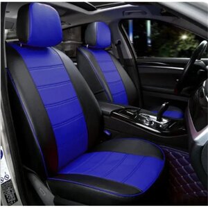 Чохли на сидіння КІА Спортейдж (KIA Sportage) модельні MAX з екошкіри Чорно-синій