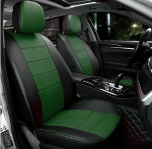 Чохли на сидіння КІА Спортейдж (KIA Sportage) модельні MAX з екошкіри Чорно-зелений