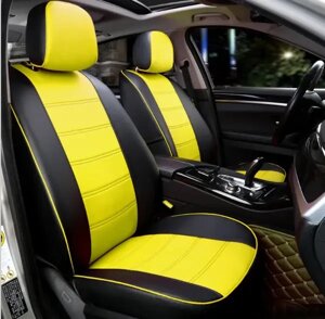 Чохли на сидіння КІА Спортейдж (KIA Sportage) модельні MAX з екошкіри Чорно-жовтий