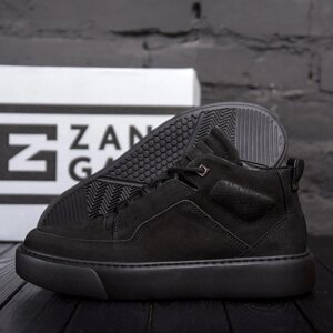 Чоловічі зимові шкіряні черевики ZG 0703 Exclusive нубук чорні