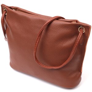Трапецієподібна сумка для жінок на плече із натуральної шкіри Vintage 22397 Коричнева