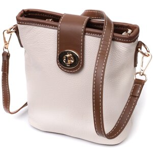 Зручна сумка на плече для жінок щодня з натуральної шкіри Vintage 22347 Біла
