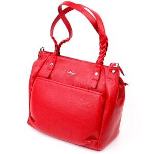 Яскрава і містка жіноча сумка з ручками KARYA 20880 шкіряна Червоний